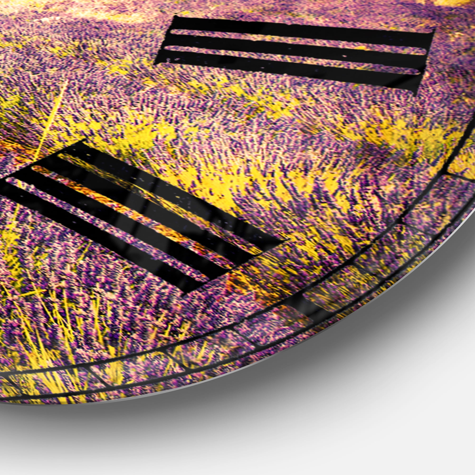 Designart 'Beautiful Lavender Field and Sunset' Traditional wall clock