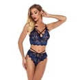 thumbnail image 2 of Ropa interior de encaje sexy para mujer Ropa interior de vendaje Ropa de dormir Ropa de dormir, Azul oscuro, XXL Eigraketly XX000088-19, 2 of 7