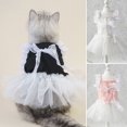 thumbnail image 2 of Pet Dress Bowknot Design Hollowed Lace Mesh Patchwork - Pleated Hem Striped Photography Prop - Princess Cat Dog Wedding Dress - for Small Dog Girl, 2 of 8