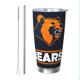 thumbnail image 1 of Taza térmica duradera de acero inoxidable 304 con temática del equipo de fútbol de los Bears con tapa y pajita Taza térmica de acero inoxidable de 20 oz Taza para automóvil Adecuada para bebidas, 1 of 8