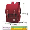 thumbnail image 2 of Mochila vintage unisex para mujeres hombres, bolso para laptop para adolescentes, mochila escolar universitaria con puerto de carga USB (2-(Rojo)), 2 of 3