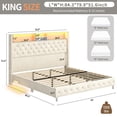 thumbnail image 2 of Blotout King LED Upholstered Bed Frame with Storage Wingback Headboard, Velvet Diamond Button Tufted Bed Frame USB & Type-C Ports and Side Pockets, Wood Slats Support, No Box Spring Needed, 2 of 10