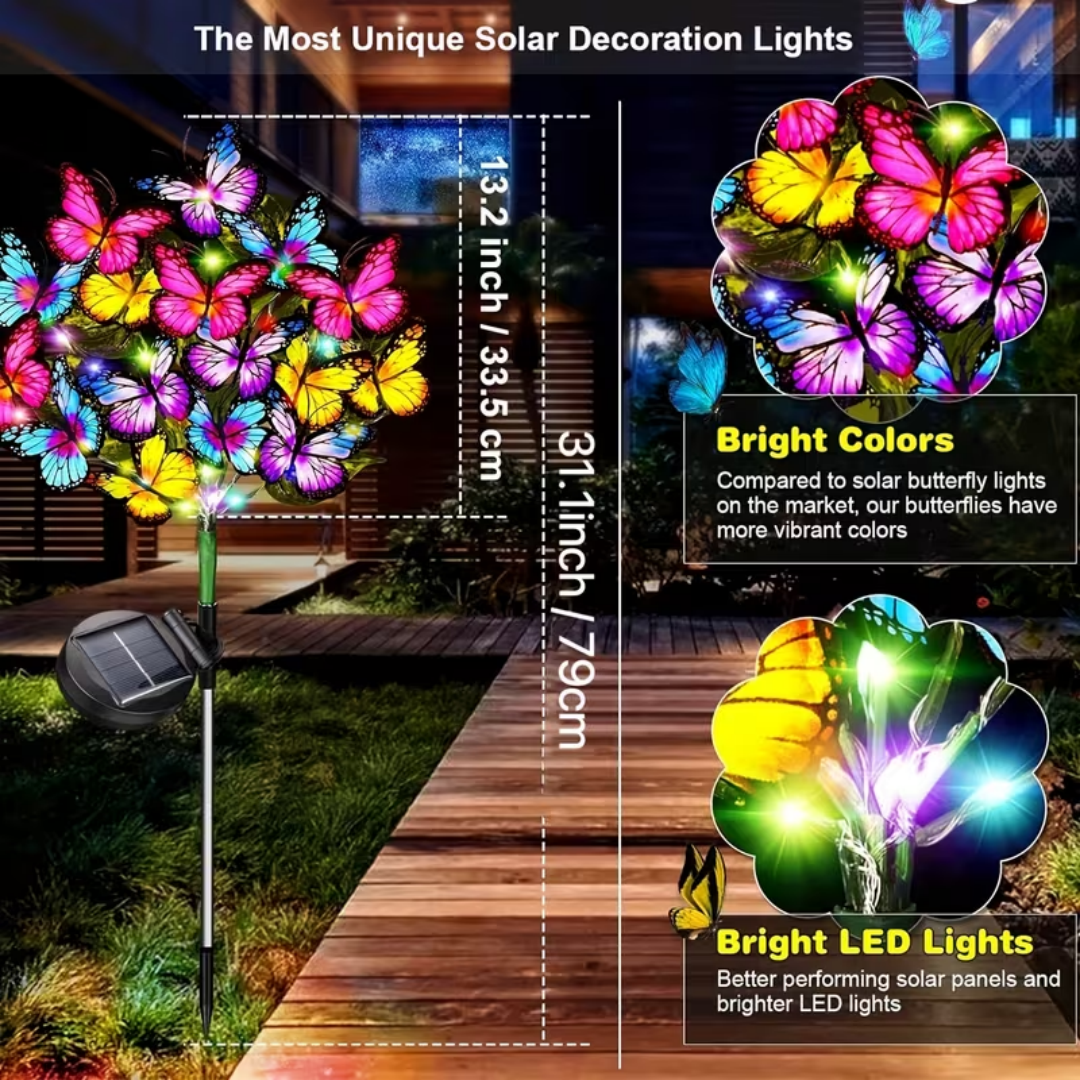 4-Piece 160 Led 68 Butterfly Solar Lights, Used For Garden And Yard Decoration, Christmas Decorations, Mother's Day Gifts For Mothers