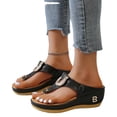 thumbnail image 3 of Sandalias de playa para mujer Sandalias con tacón inclinado y punta con clip, 3 of 5