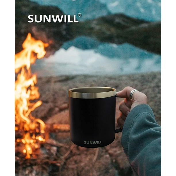 Tasse de café en acier inoxydable isolé, tasse de camping à double