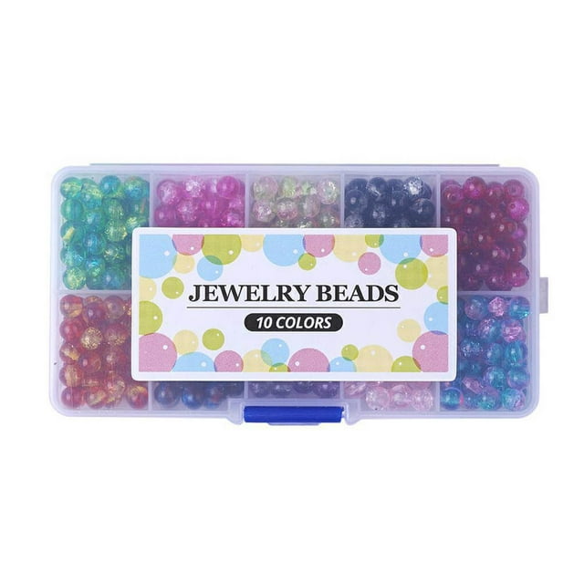 Gradient Glass Beads 10 Colors Round Crackle Handcrafted Beading for DIY Jewelry Making 10mm,Maoww