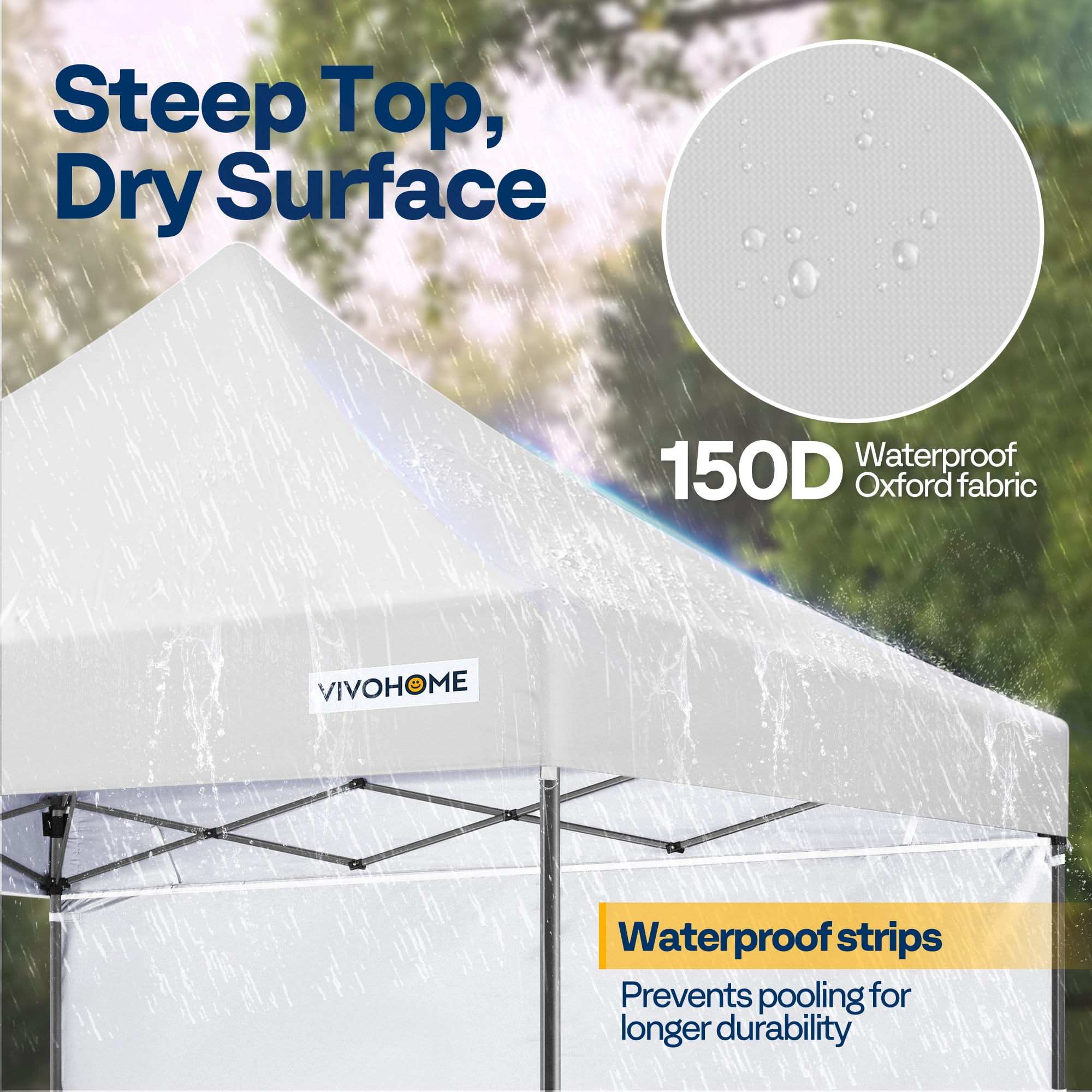 SPECSTAR 10x10 Heavy Duty Pop Up Outdoor Canopy Tent with Center Lock, Commercial Instant Waterproof Canopy Tent with 1 Side Wall Setup Easy for Events Parties Camping, White