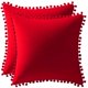 thumbnail image 1 of Paquete de 2 cubiertas de almohada decorativa con pompones de almohada de terciopelo cuadrado para el sofá dormitorio rojo 18 x 18 pulgadas 45x45 cm Sincero  electrónico, 1 of 7