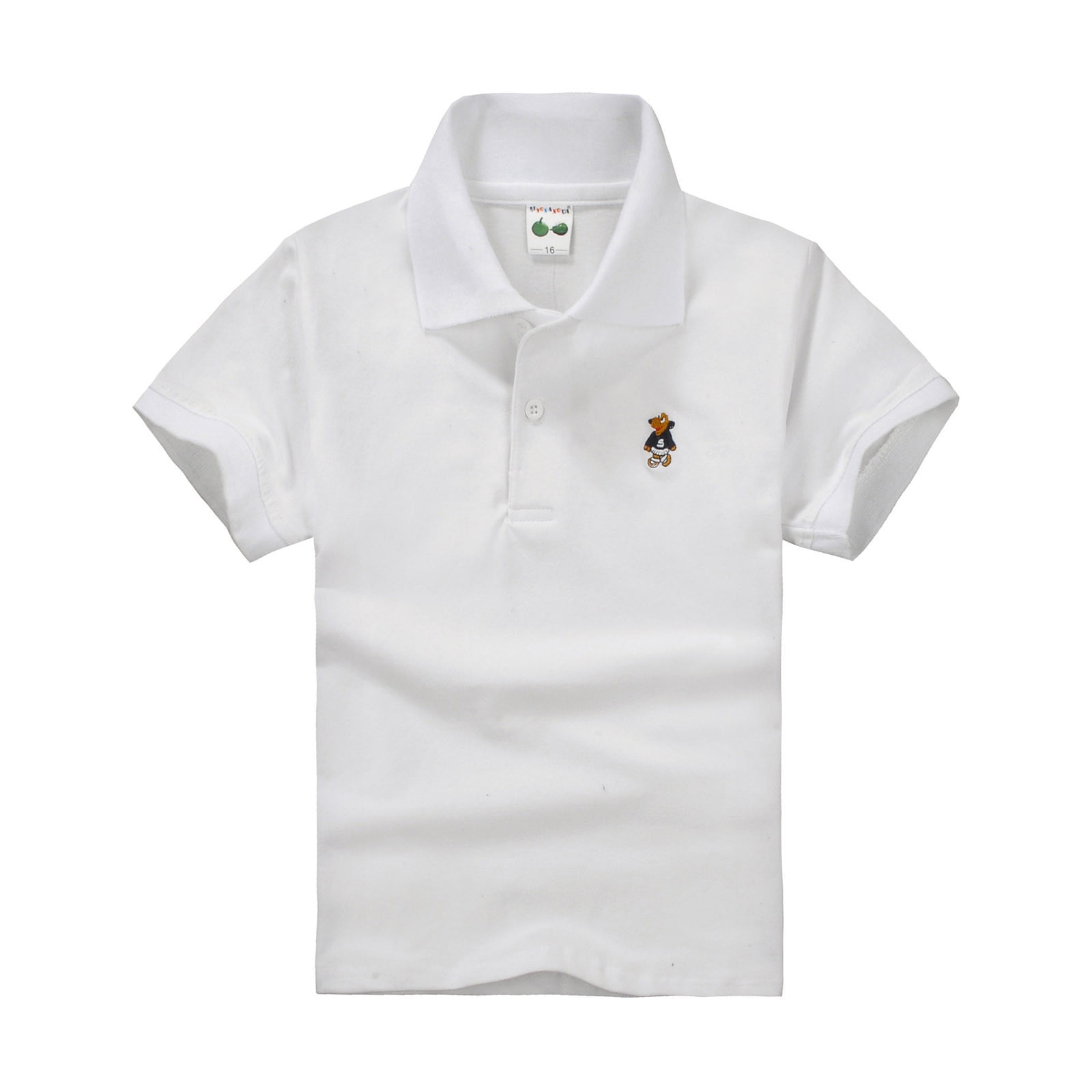 WOYY Little Boys Short Sleeve Polo Shirt School Uniform Undershirt T-Shirt White