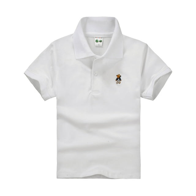 WEIYLL Boys Polo Shirts Short Sleeve Classic Loose Tunic Button Down Button Soft Solid Tops for 12-18 Months