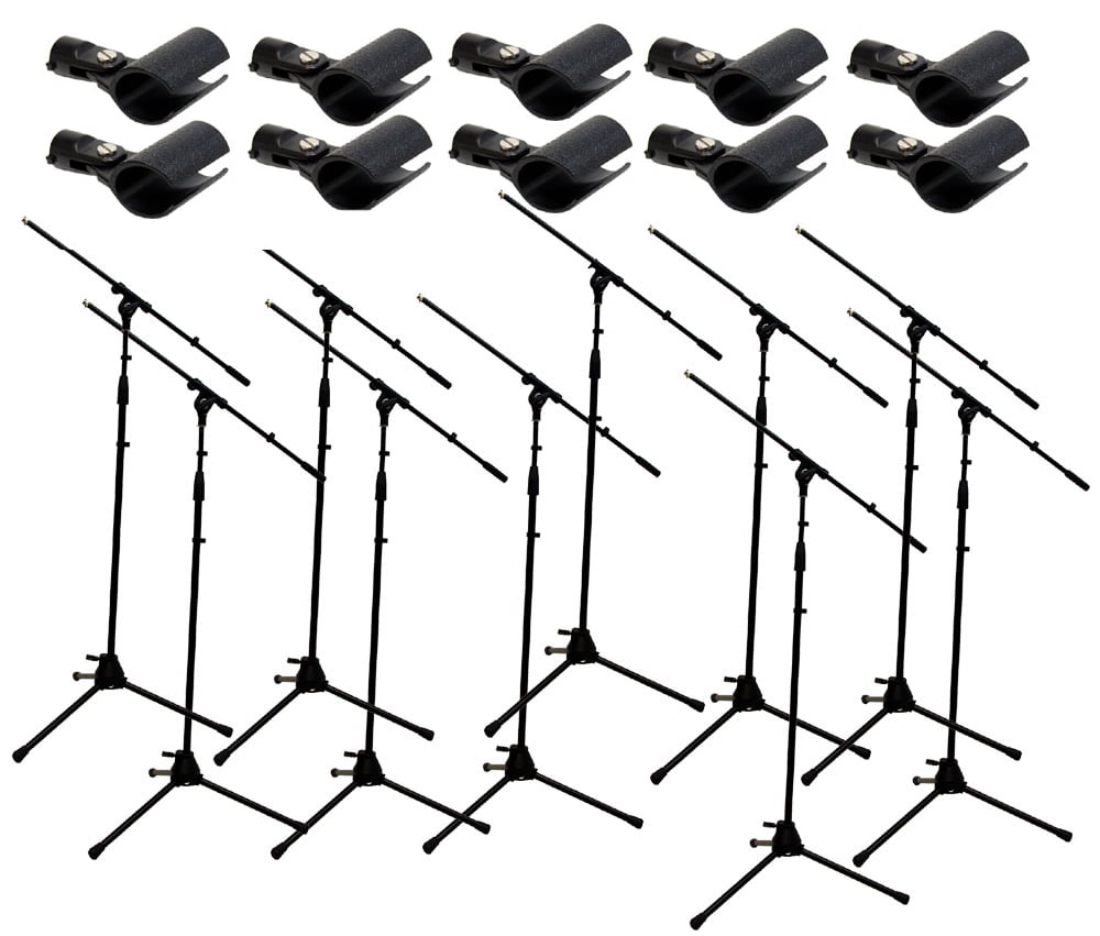 (10) Pro Audio Stage Instrument Boom Microphone Stand & Free Mic Mounts Package