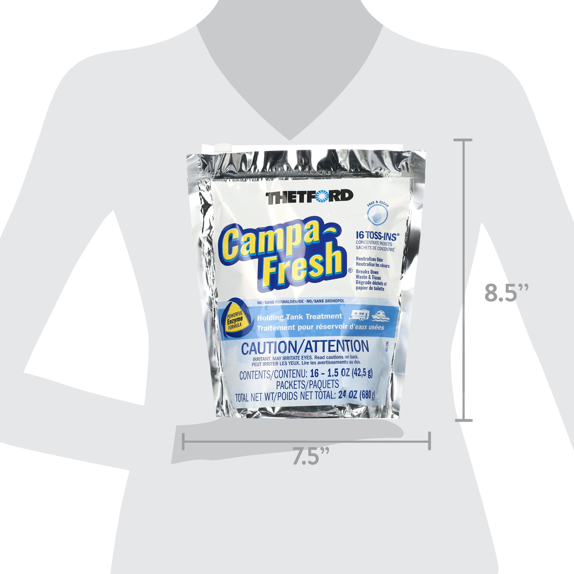 (2 pack) Thetford Campa-Fresh® Free & Clear RV and Marine Holding Tank Treatment, 16-Ct Toss-Ins (96726)