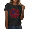 thumbnail image 4 of Drses ‌‌‌‌ Independence Day ‌4th of July Women's Patriotic Graphic Tee - American Flag Sunflower Glitter Stars Short Sleeve Shirt (Sizes S - 2XL), 4 of 7