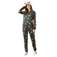 thumbnail image 3 of Zwiiyzr Family Christmas Pajamas Matching Sets for Women Fawn Deer Printed Hooded Onesie Holiday Nightwear With Long Pants Zipper Jumpsuit Sleepwear Jammies Sleepwear Wear Mommy Green, 3 of 6