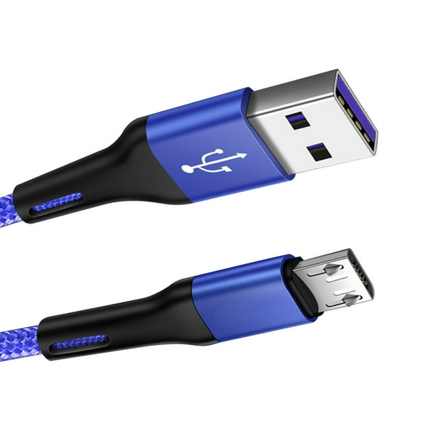 Matsuzay Cable de teléfono Cable USB de nailon reemplazo de línea de datos de carga rápida para Android Micro USB Cable de carga rápida de Teléfono y Comunicación Azul Androide 2M