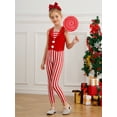 thumbnail image 3 of CHICTRY Christmas Jumpsuit for Girls Stage Performance Candy Cane Striped Sequins Dance Overalls Red 14, 3 of 7