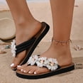 thumbnail image 2 of Xucatan Women's Floral Flip Flops, Handmade Fabric Flower Thong Sandals with Thick Sole, Open Toe Lightweight Beach Slippers, Versatile Summer Casual Footwear Gift, 2 of 9