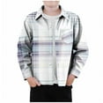 thumbnail image 2 of YHAJDS Kids Button Down Shirt Plaid Print with Pocket Down Neck Long Sleeve Casual School Wear, 2 of 4