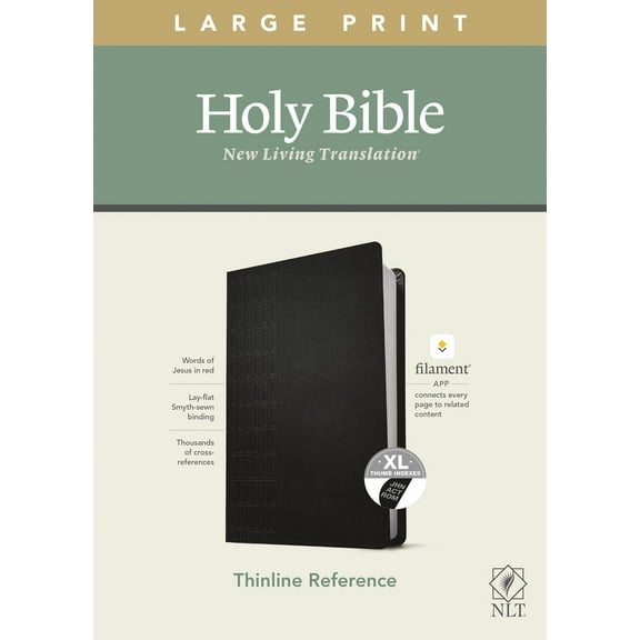 NLT Large Print Thinline Reference Bible/Filament Enabled Edition-Black LeatherLike Indexed