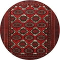 thumbnail image 1 of Ahgly Company Machine Washable Indoor Round Traditional Dark Brown Area Rugs, 4' Round, 1 of 7