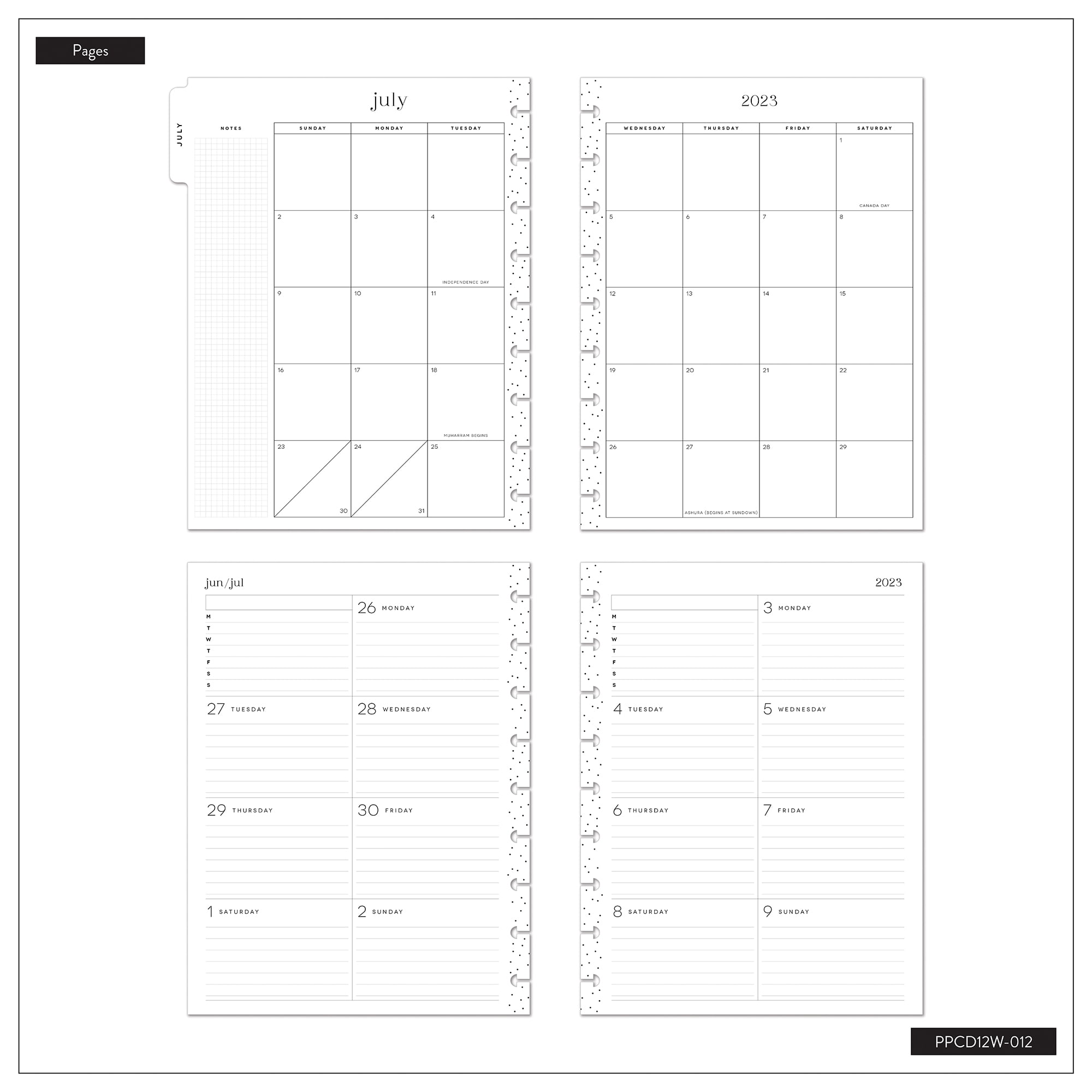 Simply by Happy Planner, Monthly Weekly Planner, Flower Pop, 8.8 x 9.8, July 2023 - June 2024
