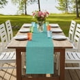 thumbnail image 4 of Vintage Teal Green Burlap Cotton Table Runner 13x36 Inches Short, Farmhouse Retro Solid Color Linen Texture Farmhouse Table Runners, Outdoor Dining Tablecloths Decor for Baby Shower/Party/Wedding, 4 of 8