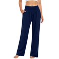 thumbnail image 2 of Women's High Waisted Yoga Pants with Pockets, Loose Wide Leg Fold Over Waist Sweatpants, Soft Lounge Athletic Pants for Women, Comfy Casual Workout Pants Navy S, 2 of 9