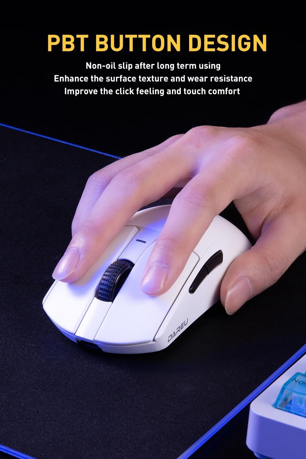 DAREU A950pro 4K Wireless Gaming Mouse:55g Ultra-Lightweight,4KHz Polling Rate,PAW3395 Optical Sensor,26K DPI,6 Programmable Buttons,Support 15min Fast Charging &Tri-mode Connection (Black)