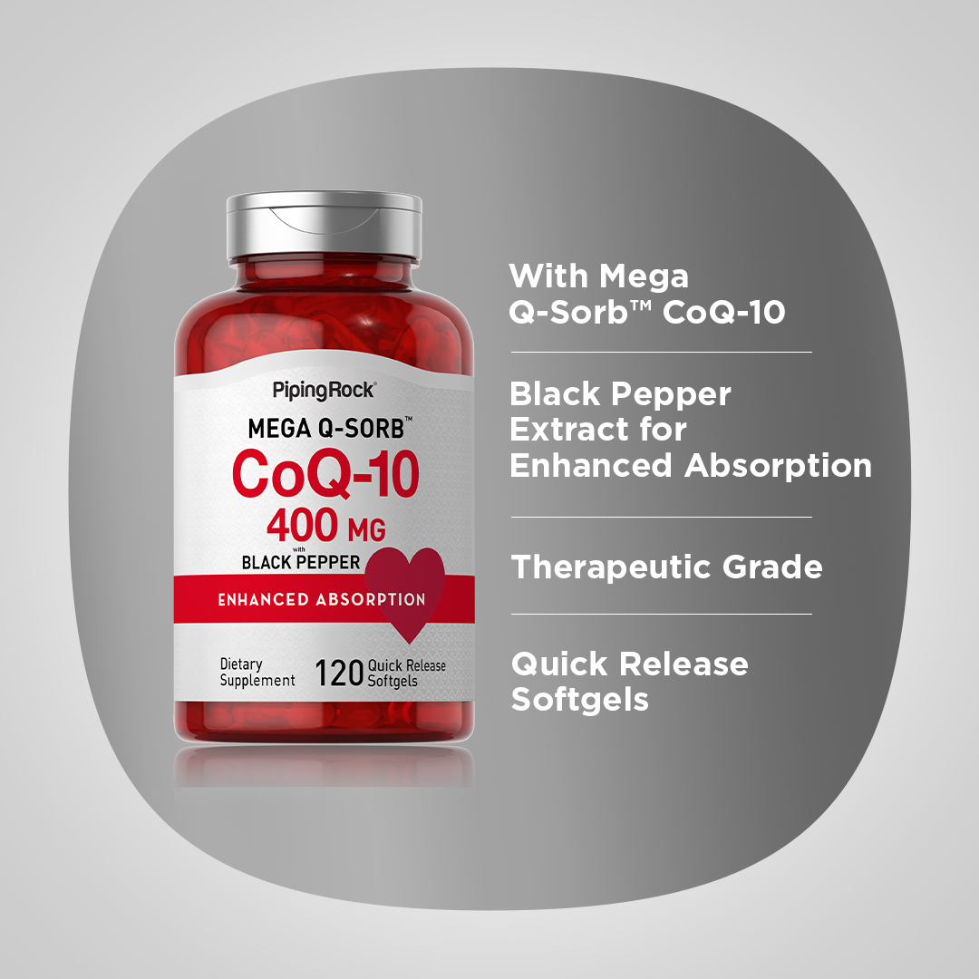 CoQ10 400 mg | 120 Softgels | with Black Pepper | by Piping Rock