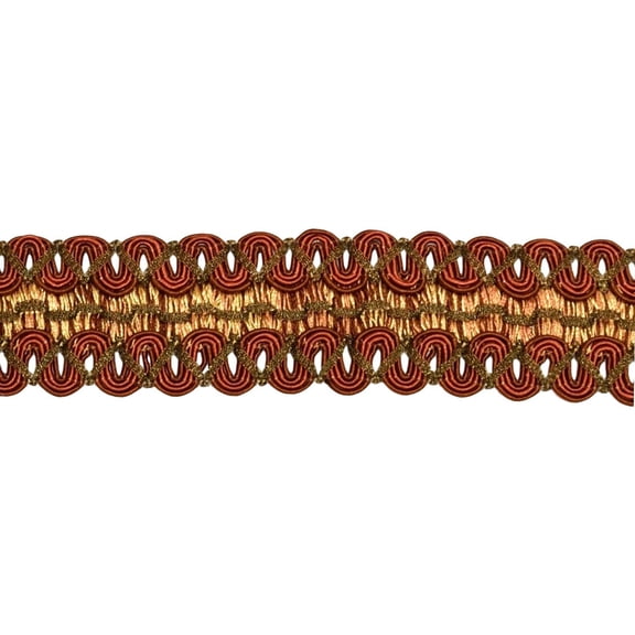 2" (5cm) Wide Noblesse Collection Vintage Gimp Braid Trim # 0200HG, Toffee Brown #08 (Light Brown, Chocolate Brown) Sold By The Yard (36"/3 ft/0.9m)