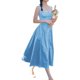 thumbnail image 3 of Vestido Largo Túnica Vestido ajustado de mujer Estilo sexy Vestido de encaje elegante Una línea Botón Traje de vacaciones Ygjytge L Azul para Mujer, 3 of 8