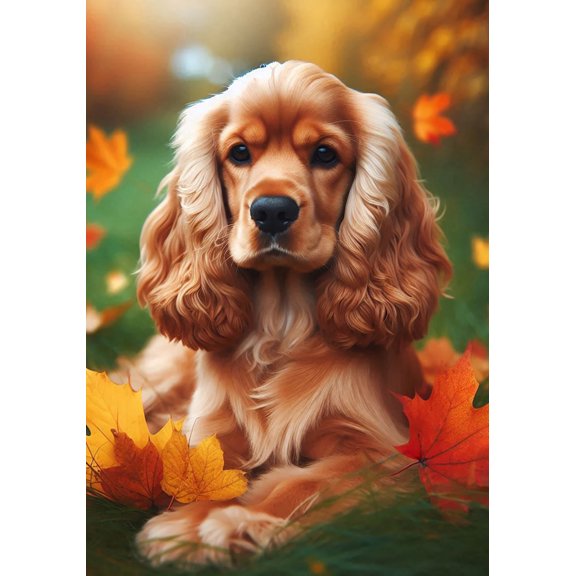 Cocker Spaniel Buff - Best of Breed DCR Falling Leaves House Flag 28" x 40"