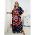 thumbnail image 7 of Tie Dye Caftan Robe Lightweight Kaftan Dresses for Swimwear Women Plus Size Beach Maxi Dress Long Resort Tunic Batwing Sleeve Summer Outfits Oversized Bath Robe Casual Afirca Dress moomoo House Wear, 7 of 7