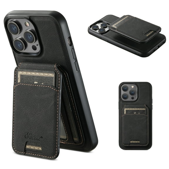 Feishell Case for iPhone 13 Pro Detachable Card Slots Wallet Case with Kickstand, PU Leather Flip Shockproof Magnetic Cover Compatible with MagSafe Wireless Charging for iPhone 13 Pro,Black