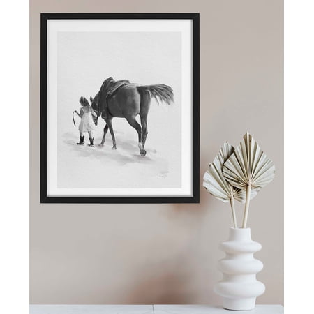 Horse and Girl Art Print Equestrian Poster Animal Wall Decoration, Unframed Paper Poster 8x10in