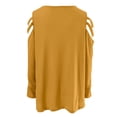 thumbnail image 6 of LGASWYX Woman Tops Womens Sexy V-Neck Collar Zipper Color Long Sleeve Fold Casual Blouse Tops Cotton Tee Shirts For Women (Yellow,S), 6 of 6