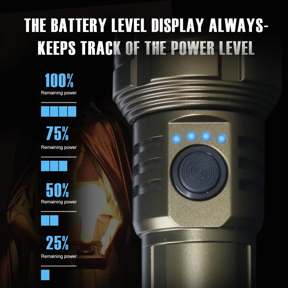 light fire in wild 100000 High Lumens ignition Flashlights,Usb Rechargeable Powerful Waterproof Super Very Bright Lighting,Aluminum alloy