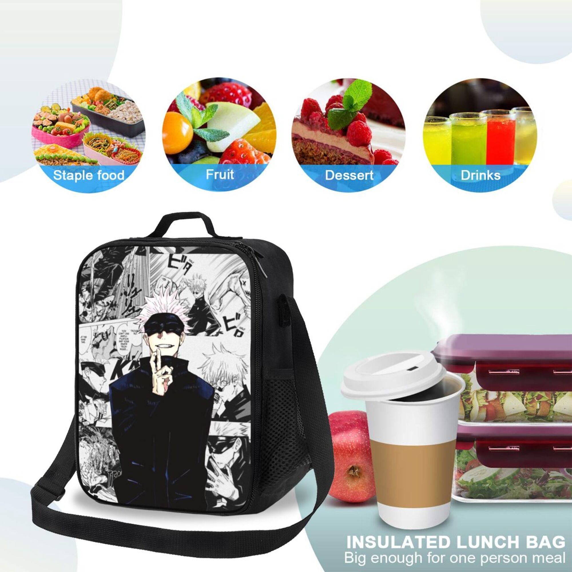 Jujutsu Kaisen Satoru Gojo Lunch Bag Lunch Box Lightweight Durable Lunch Tote Bag Portable Reusable Lunch Box Tote For Work Sport Picnic Camping