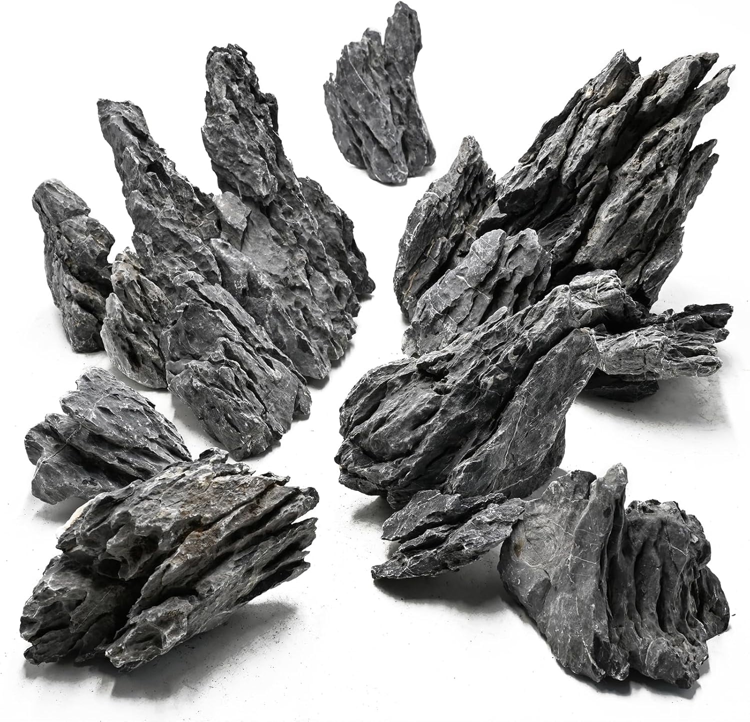 Seiryu Stone Aquarium Rocks 40lb Natural Fish Tank Rocks for Aquascaping Garden Landscaping Decoration Paludarium Amphibian Enclosures(3-12 Inches)