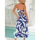 thumbnail image 3 of Vestido largo CUPSHE para mujer, verano, sin mangas, playa, casual, abertura lateral, tirantes finos, vacaciones, graduación, vestido midi azul medianoche, M, 3 of 4