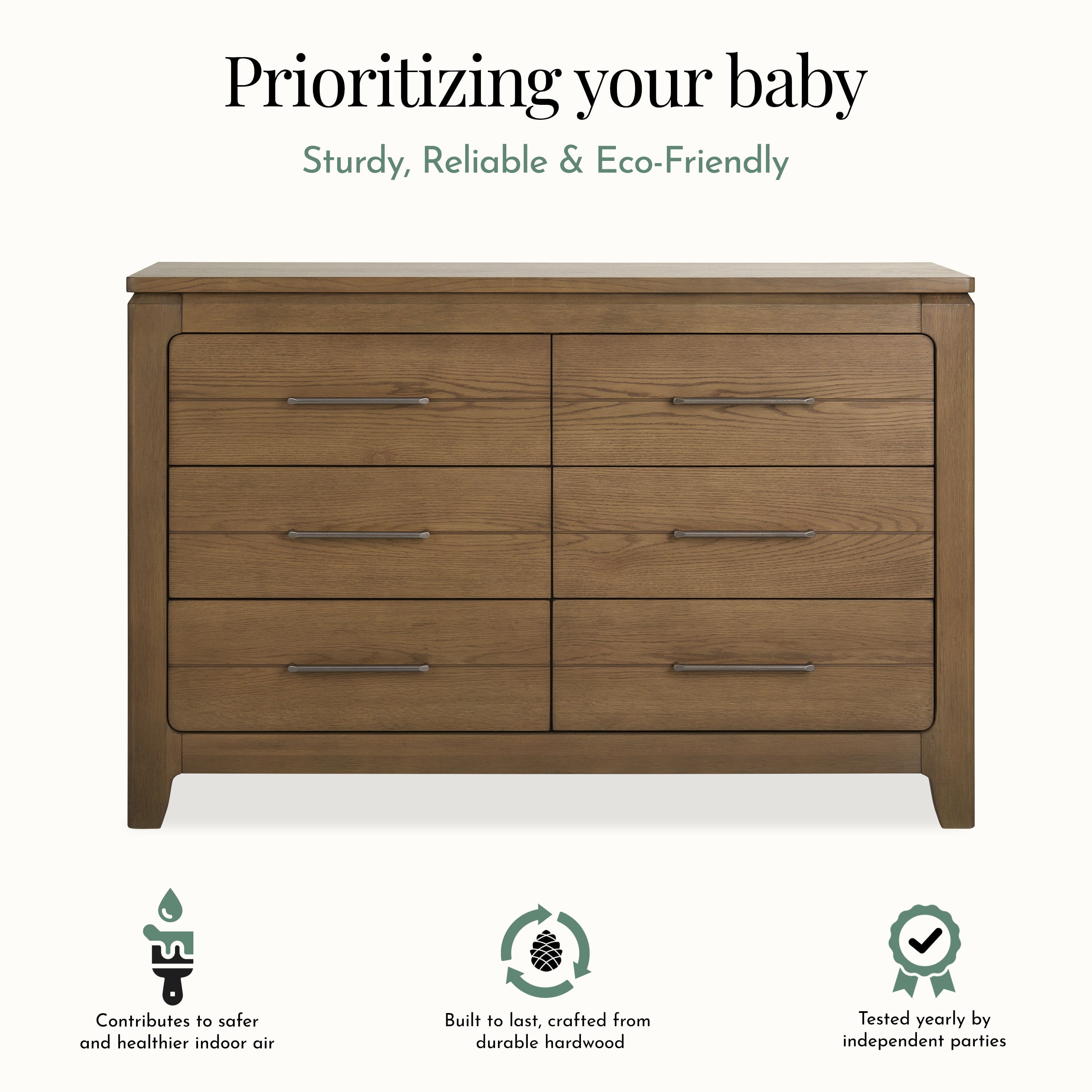 Evolur Oakley Double Dresser, Hickory