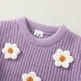 thumbnail image 4 of 12 Months Baby Girls Sweaters 18 Months Girls Fall Winter Sweaters Solid Color Cute Flower Round Neck Toddler Girls Long Sleeve Sweaters Purple, 4 of 8