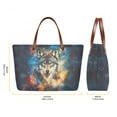 thumbnail image 3 of ZUXONGSY Galaxy Wolf Print 2 Pieces Purses Top Handle Satchel for Women Large Top Handle Tote Bag Slim Wallet with Handle Portable Satchel Handbags Wallet for Shopping Outings, 3 of 5