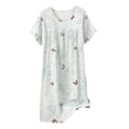 thumbnail image 1 of Chemise de Nuit pour Femmes, Manches Courtes à Col Rond Imprimé, Robe d'Allaitement, Rayonne Spandex Douce, Robe de Détente Longueur Genou, 1 of 5