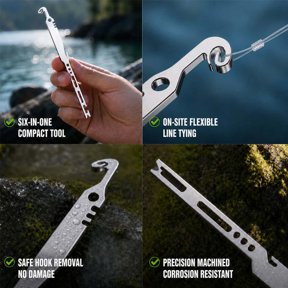 PD7VCT 6-in-1 Stainless Steel Fishing Multi Tool Hook Remover and Knot Tyer, 1PC