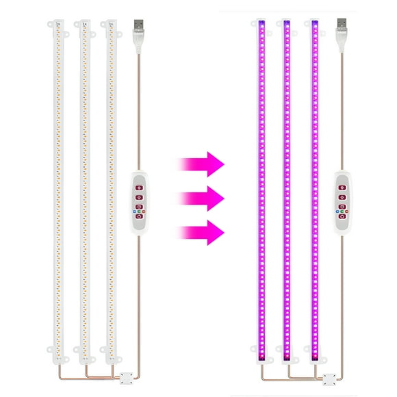 LED Plant Grow Light Strips 6.2W 63+63LED 22.7lm Bright Grow Lamp with 8H/12H/16H Timer 5