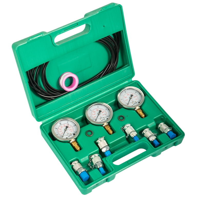 VEVOR Hydraulic Pressure Test Kit 25/40/60MPa Hydraulic Test Gauge Kit with  6 Couplings Hydraulic Test Kit Made of 304 Stainless Steel for Excavator