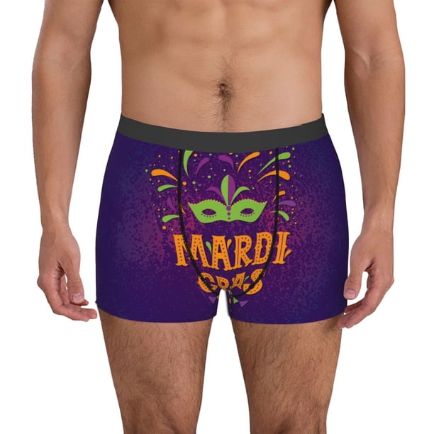 Balery Mardi Gras2 Calzoncillos bóxer para hombre, ropa interior de algodón suave y transpirable con cinturilla de nailon-Small