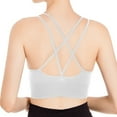 thumbnail image 3 of Sports Bra for Women V-Neck Strappy Criss Cross Yoga Bra Padded Medium Support Workout Gym Athletic Fitness Bras White 40, 3 of 5