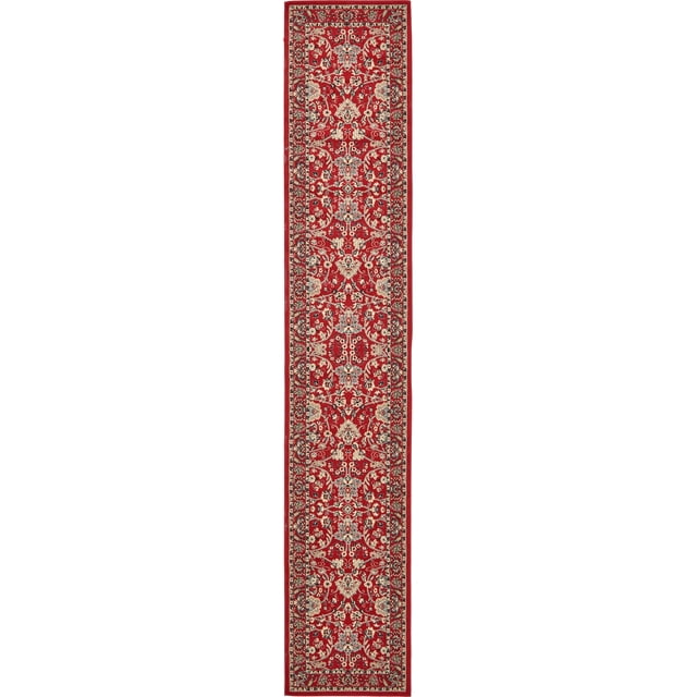 Unique Loom Kashan Traditional Floral Area Rug, 3 Feet x 16 Feet 5 Inch, Red/Ivory